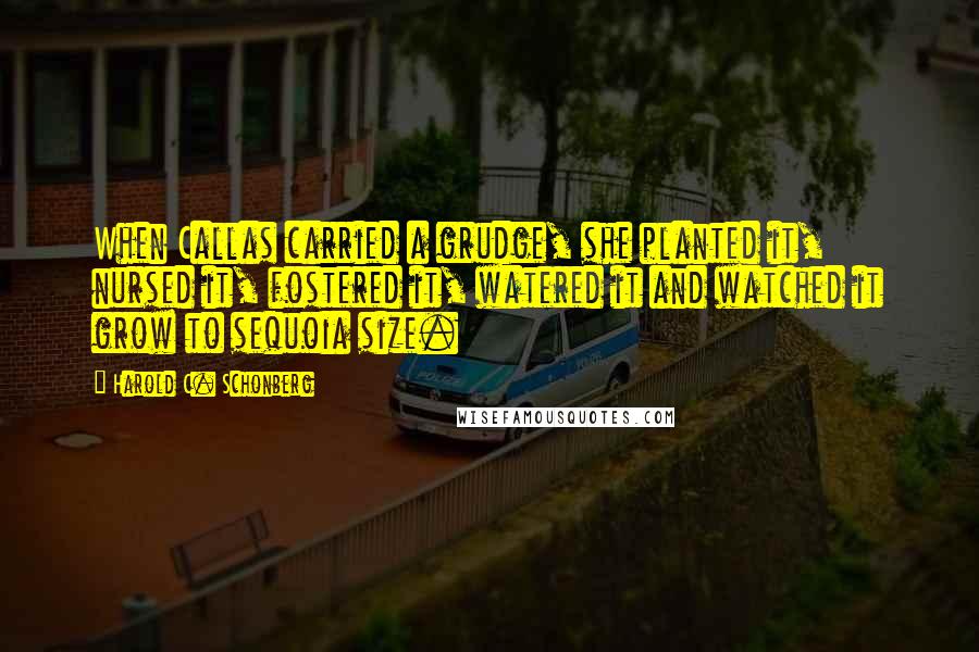 Harold C. Schonberg Quotes: When Callas carried a grudge, she planted it, nursed it, fostered it, watered it and watched it grow to sequoia size.