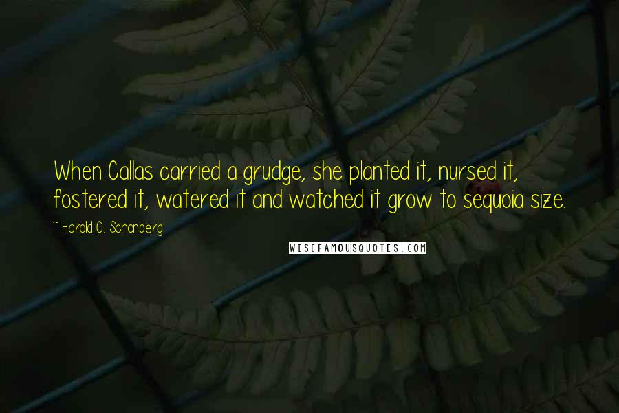 Harold C. Schonberg Quotes: When Callas carried a grudge, she planted it, nursed it, fostered it, watered it and watched it grow to sequoia size.