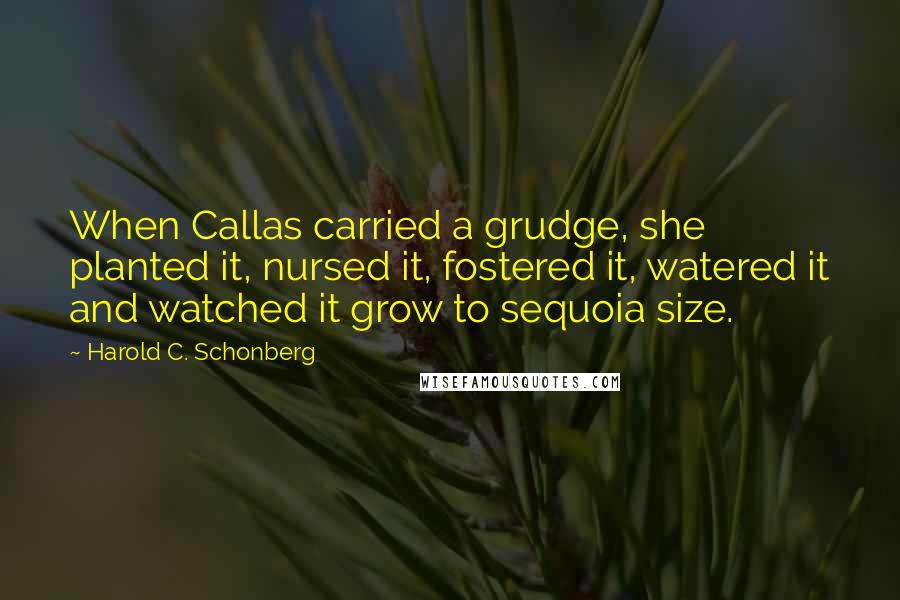 Harold C. Schonberg Quotes: When Callas carried a grudge, she planted it, nursed it, fostered it, watered it and watched it grow to sequoia size.