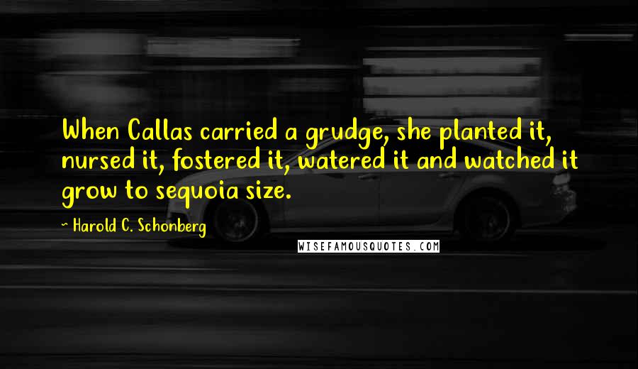 Harold C. Schonberg Quotes: When Callas carried a grudge, she planted it, nursed it, fostered it, watered it and watched it grow to sequoia size.