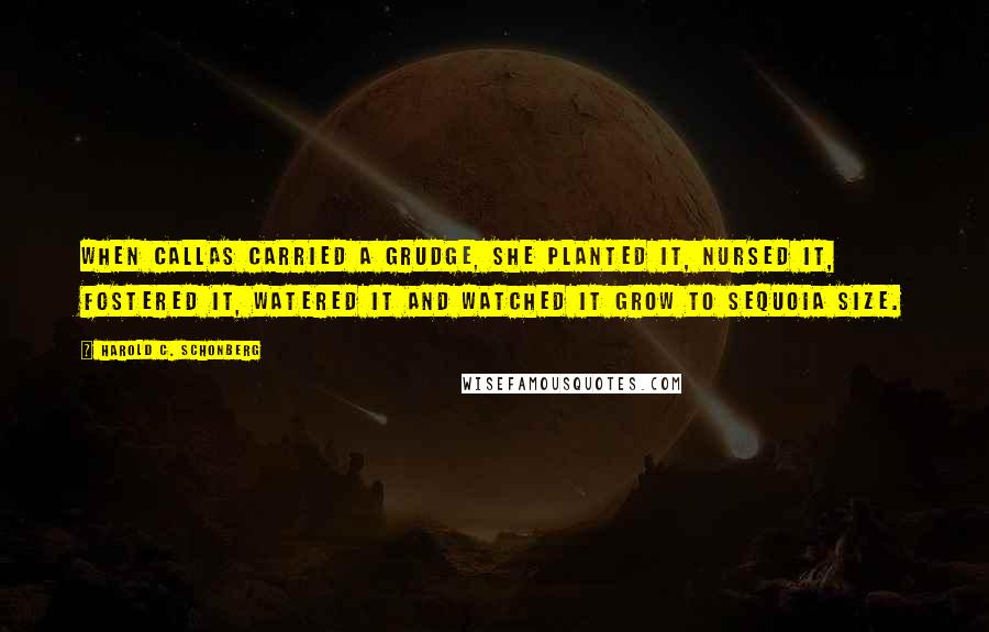 Harold C. Schonberg Quotes: When Callas carried a grudge, she planted it, nursed it, fostered it, watered it and watched it grow to sequoia size.