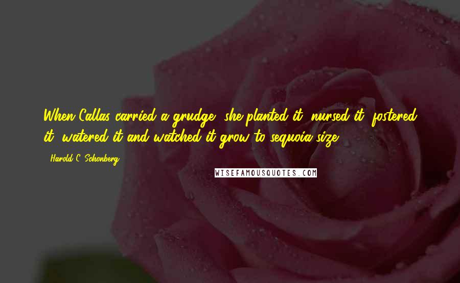 Harold C. Schonberg Quotes: When Callas carried a grudge, she planted it, nursed it, fostered it, watered it and watched it grow to sequoia size.