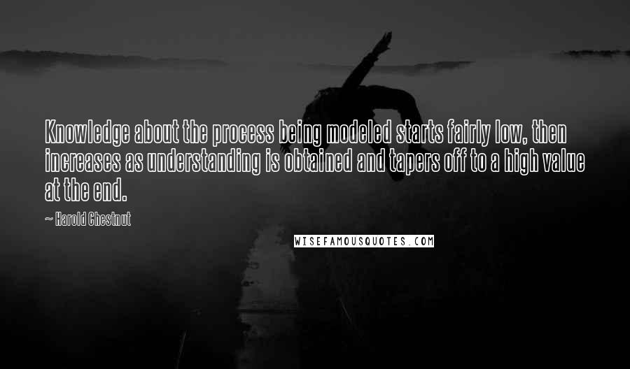 Harold Chestnut Quotes: Knowledge about the process being modeled starts fairly low, then increases as understanding is obtained and tapers off to a high value at the end.