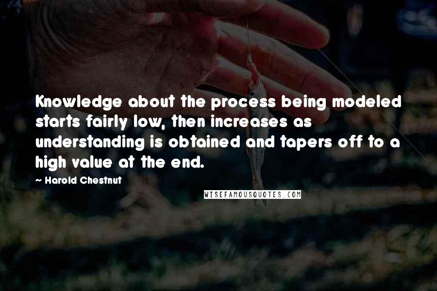 Harold Chestnut Quotes: Knowledge about the process being modeled starts fairly low, then increases as understanding is obtained and tapers off to a high value at the end.