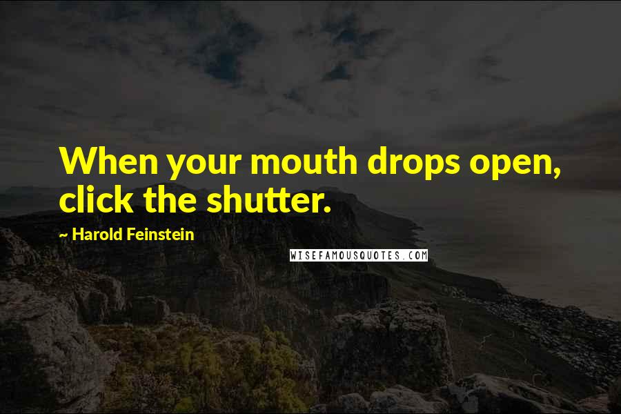 Harold Feinstein Quotes: When your mouth drops open, click the shutter.