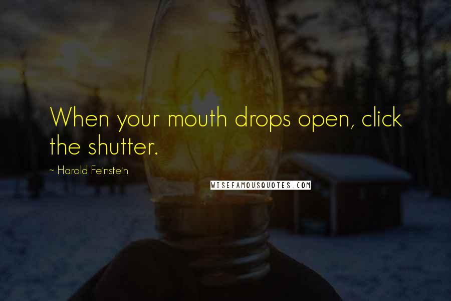 Harold Feinstein Quotes: When your mouth drops open, click the shutter.