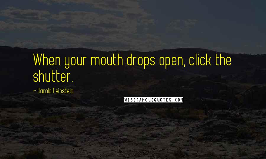 Harold Feinstein Quotes: When your mouth drops open, click the shutter.