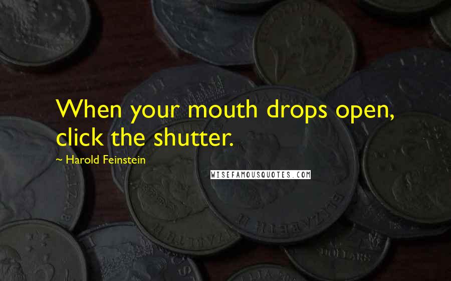 Harold Feinstein Quotes: When your mouth drops open, click the shutter.