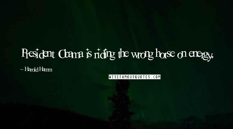 Harold Hamm Quotes: President Obama is riding the wrong horse on energy.