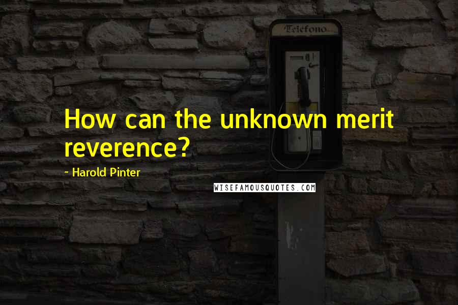 Harold Pinter Quotes: How can the unknown merit reverence?