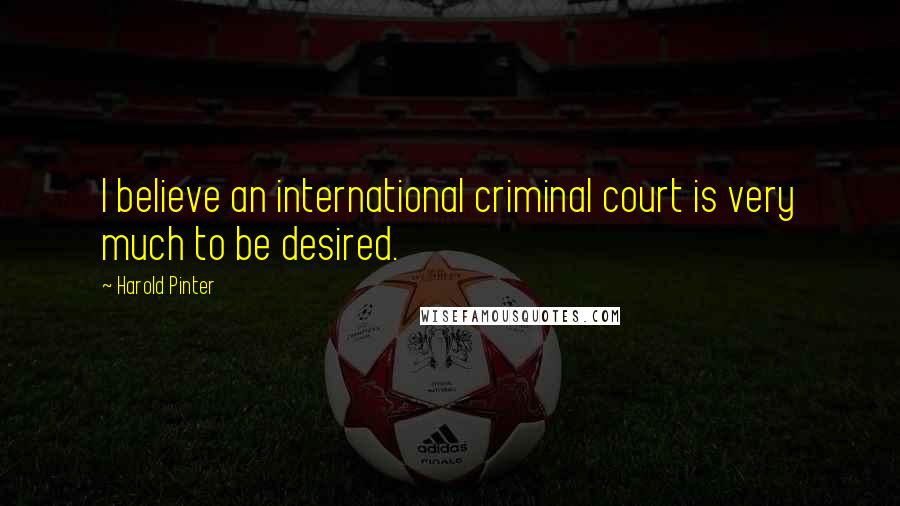 Harold Pinter Quotes: I believe an international criminal court is very much to be desired.