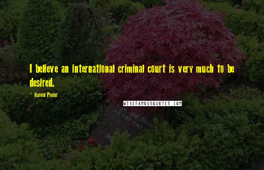 Harold Pinter Quotes: I believe an international criminal court is very much to be desired.
