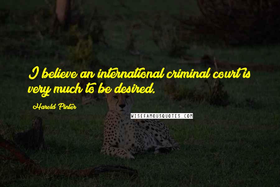 Harold Pinter Quotes: I believe an international criminal court is very much to be desired.