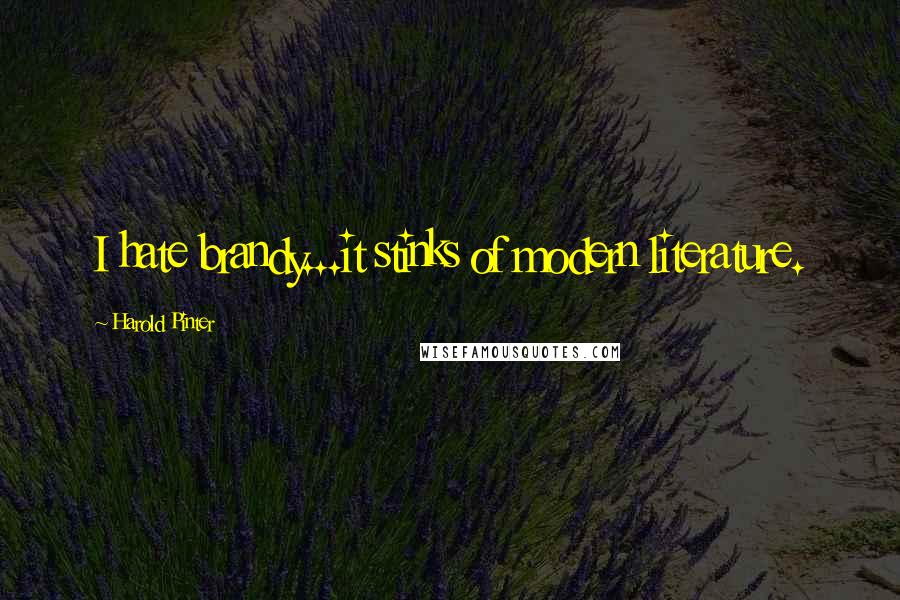Harold Pinter Quotes: I hate brandy...it stinks of modern literature.