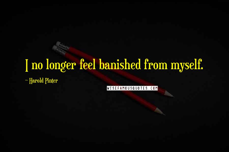 Harold Pinter Quotes: I no longer feel banished from myself.