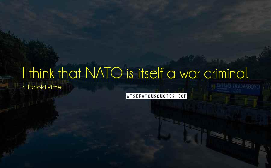 Harold Pinter Quotes: I think that NATO is itself a war criminal.