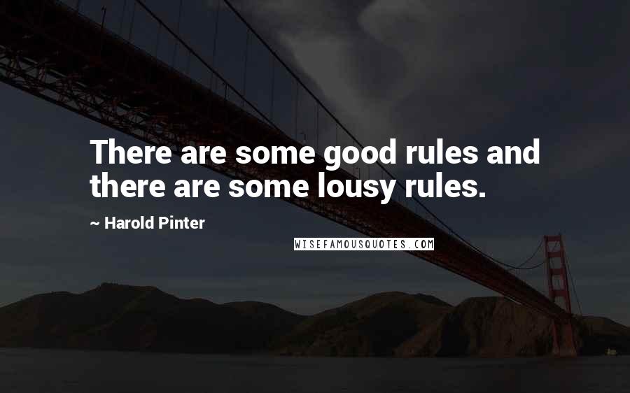Harold Pinter Quotes: There are some good rules and there are some lousy rules.