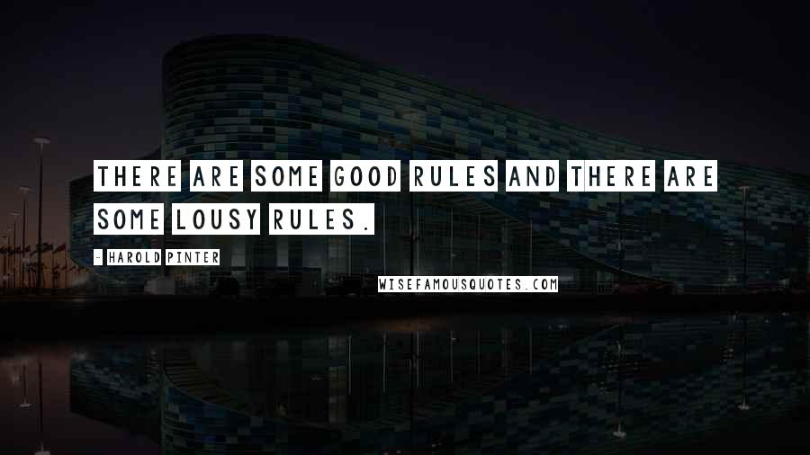 Harold Pinter Quotes: There are some good rules and there are some lousy rules.