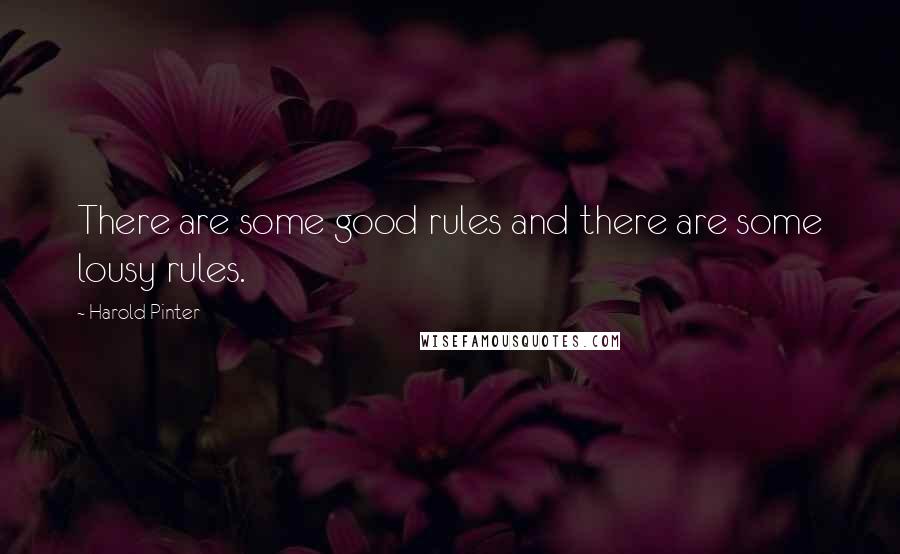 Harold Pinter Quotes: There are some good rules and there are some lousy rules.