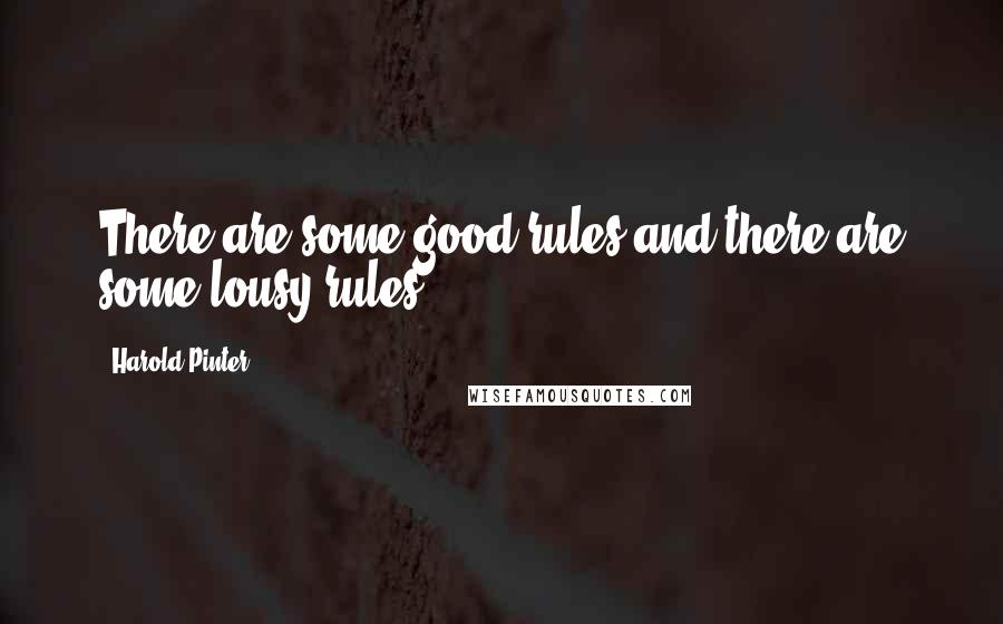 Harold Pinter Quotes: There are some good rules and there are some lousy rules.
