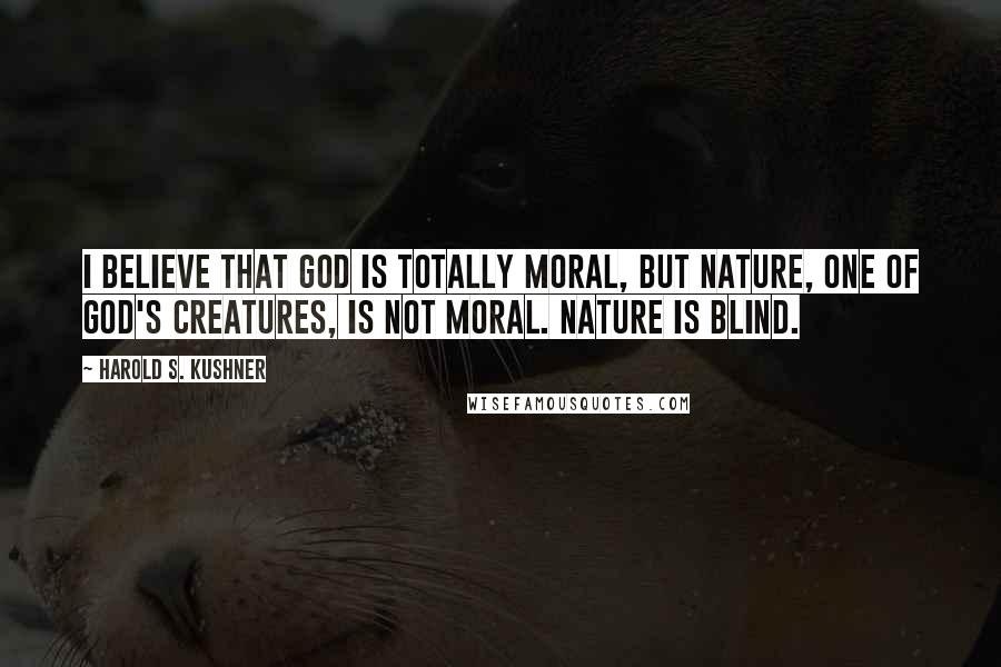 Harold S. Kushner Quotes: I believe that God is totally moral, but nature, one of God's creatures, is not moral. Nature is blind.