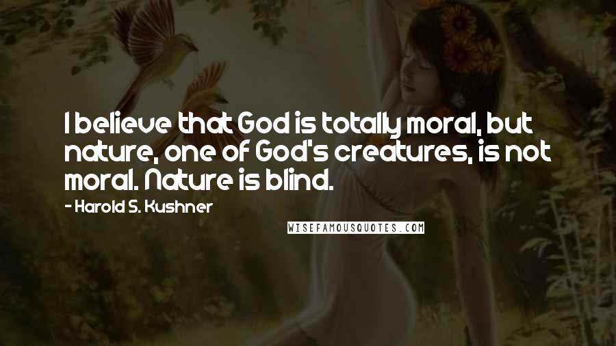 Harold S. Kushner Quotes: I believe that God is totally moral, but nature, one of God's creatures, is not moral. Nature is blind.