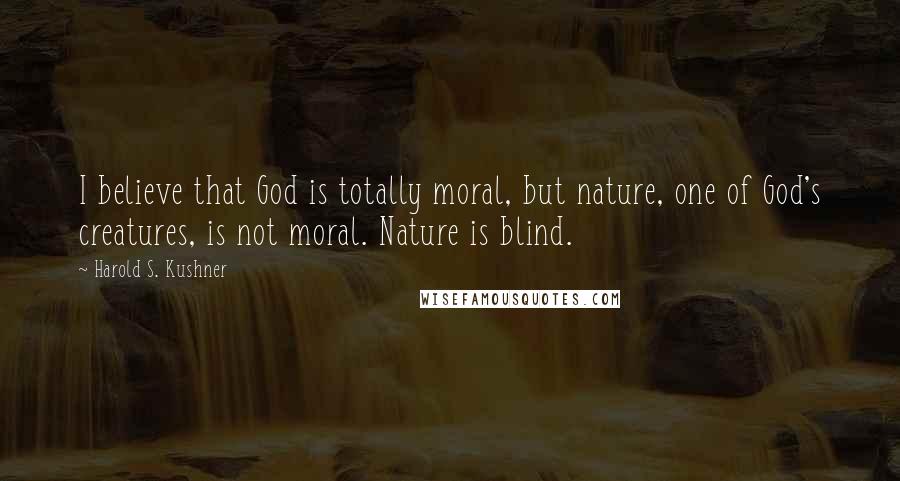 Harold S. Kushner Quotes: I believe that God is totally moral, but nature, one of God's creatures, is not moral. Nature is blind.