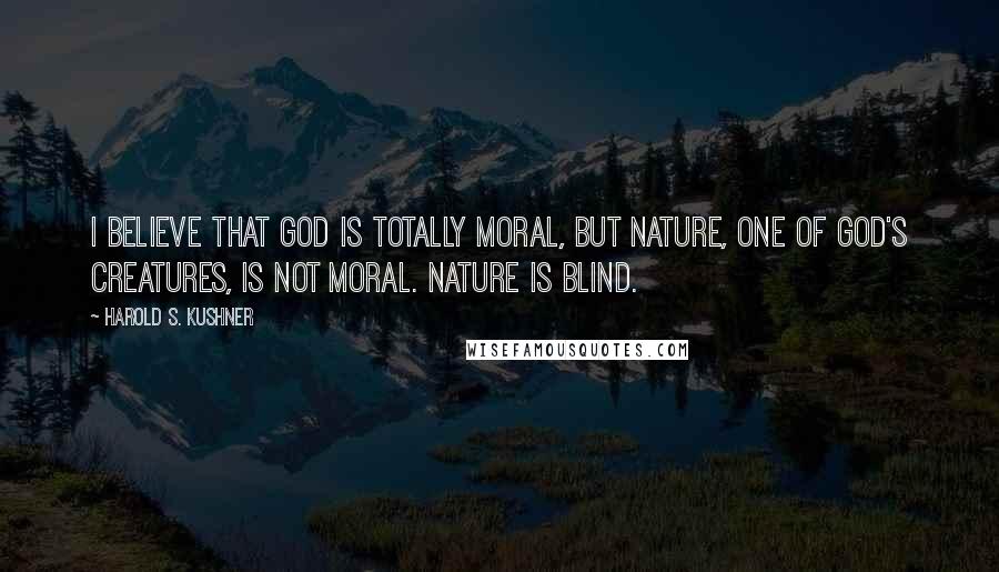 Harold S. Kushner Quotes: I believe that God is totally moral, but nature, one of God's creatures, is not moral. Nature is blind.