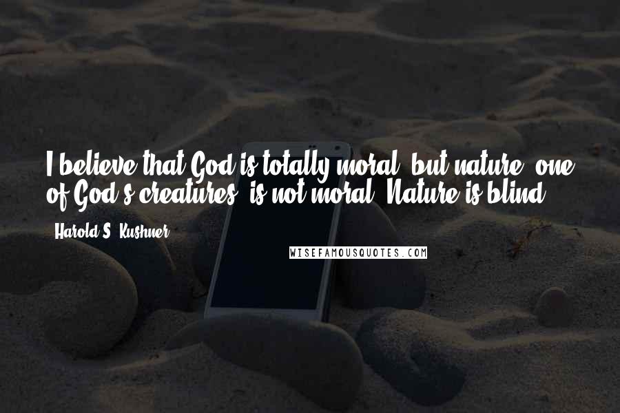 Harold S. Kushner Quotes: I believe that God is totally moral, but nature, one of God's creatures, is not moral. Nature is blind.