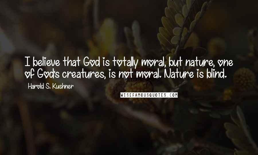 Harold S. Kushner Quotes: I believe that God is totally moral, but nature, one of God's creatures, is not moral. Nature is blind.