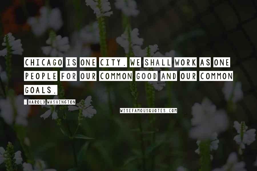 Harold Washington Quotes: Chicago is one city. We shall work as one people for our common good and our common goals.