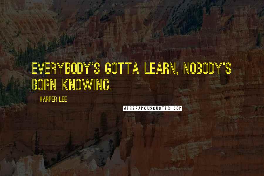 Harper Lee Quotes: Everybody's gotta learn, nobody's born knowing.