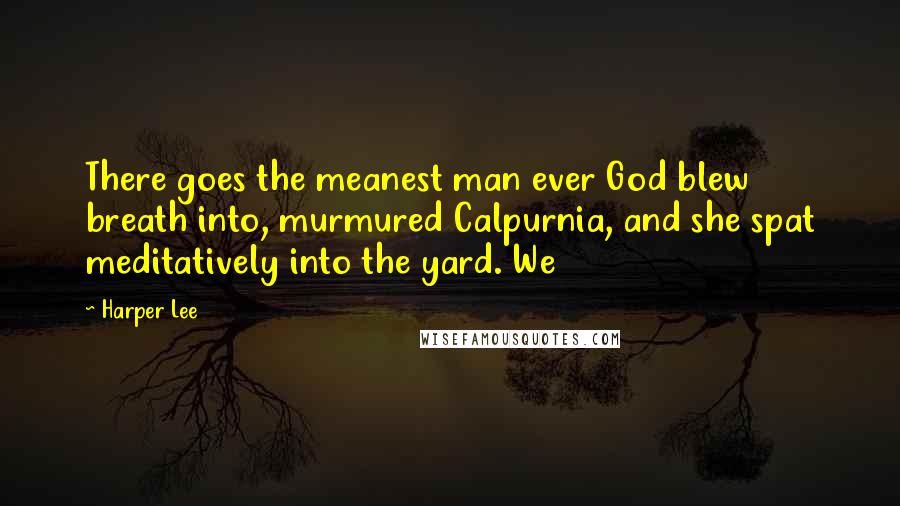 Harper Lee Quotes: There goes the meanest man ever God blew breath into, murmured Calpurnia, and she spat meditatively into the yard. We