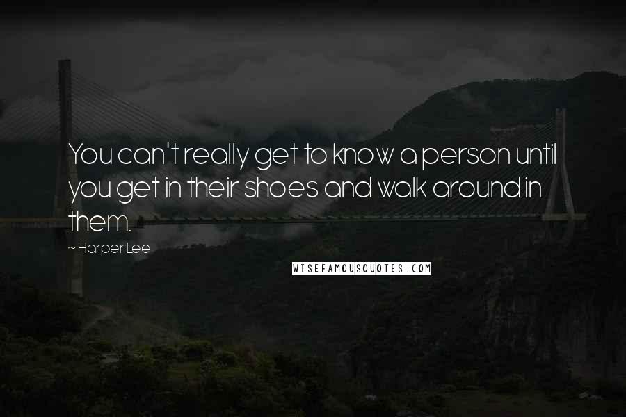 Harper Lee Quotes: You can't really get to know a person until you get in their shoes and walk around in them.