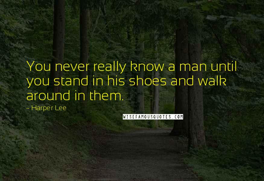 Harper Lee Quotes: You never really know a man until you stand in his shoes and walk around in them.