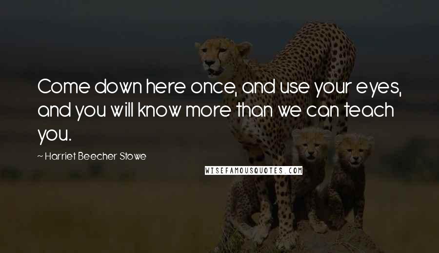 Harriet Beecher Stowe Quotes: Come down here once, and use your eyes, and you will know more than we can teach you.