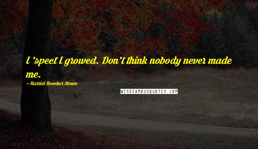 Harriet Beecher Stowe Quotes: I 'spect I growed. Don't think nobody never made me.