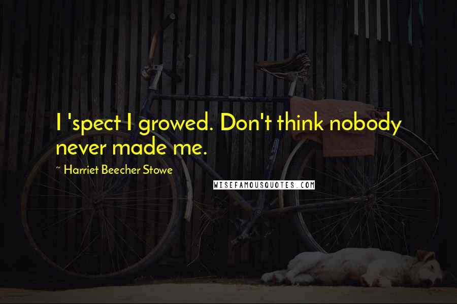 Harriet Beecher Stowe Quotes: I 'spect I growed. Don't think nobody never made me.
