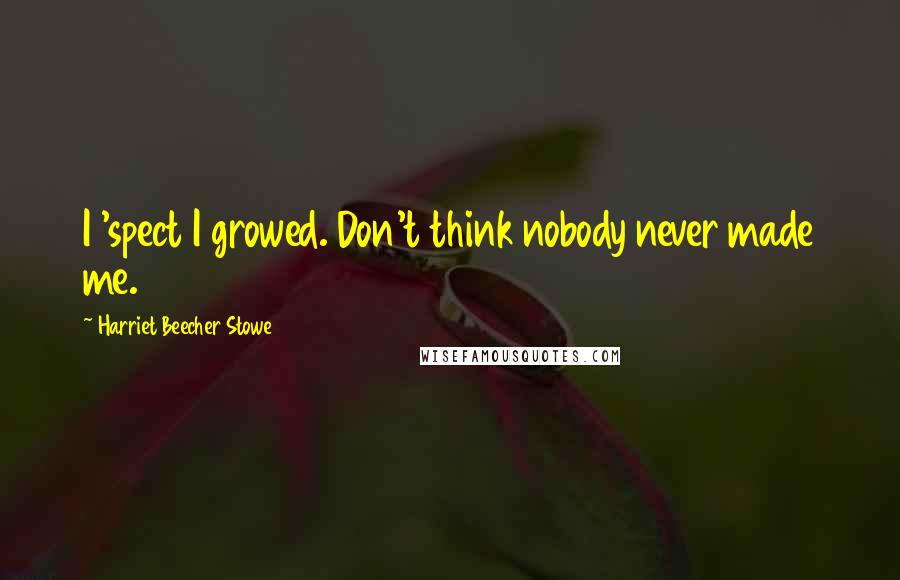 Harriet Beecher Stowe Quotes: I 'spect I growed. Don't think nobody never made me.