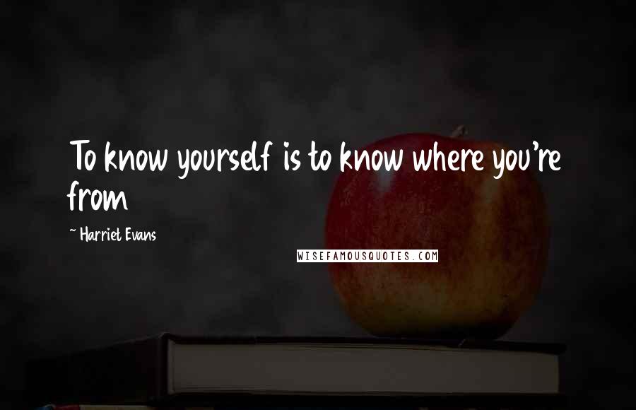 Harriet Evans Quotes: To know yourself is to know where you're from
