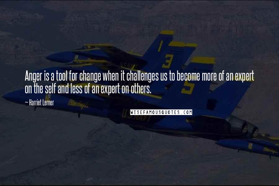 Harriet Lerner Quotes: Anger is a tool for change when it challenges us to become more of an expert on the self and less of an expert on others.