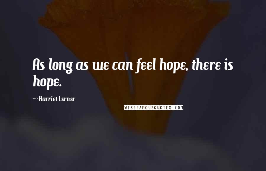 Harriet Lerner Quotes: As long as we can feel hope, there is hope.