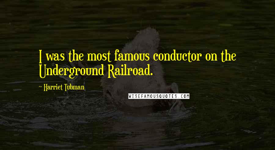 Harriet Tubman Quotes: I was the most famous conductor on the Underground Railroad.