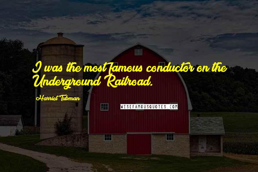 Harriet Tubman Quotes: I was the most famous conductor on the Underground Railroad.