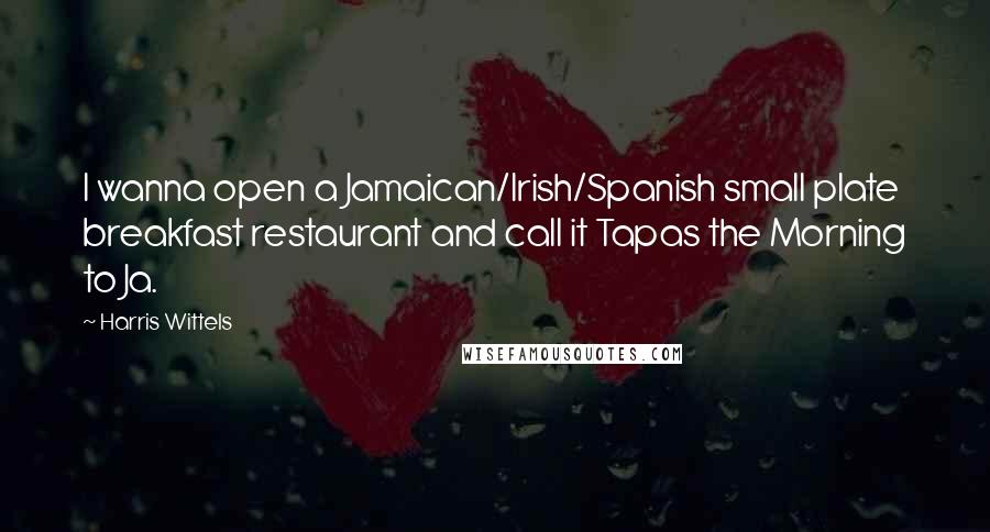 Harris Wittels Quotes: I wanna open a Jamaican/Irish/Spanish small plate breakfast restaurant and call it Tapas the Morning to Ja.