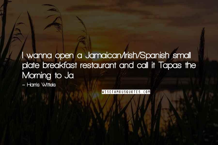 Harris Wittels Quotes: I wanna open a Jamaican/Irish/Spanish small plate breakfast restaurant and call it Tapas the Morning to Ja.