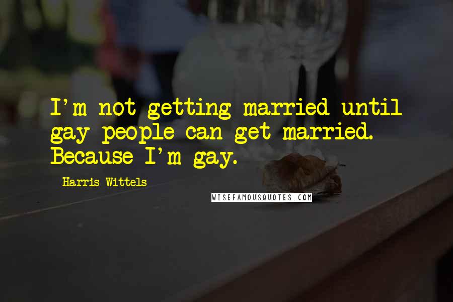 Harris Wittels Quotes: I'm not getting married until gay people can get married. Because I'm gay.