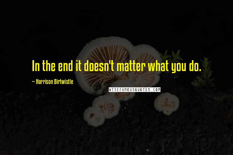 Harrison Birtwistle Quotes: In the end it doesn't matter what you do.