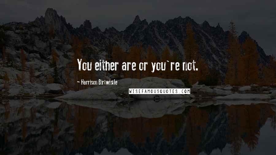 Harrison Birtwistle Quotes: You either are or you're not.