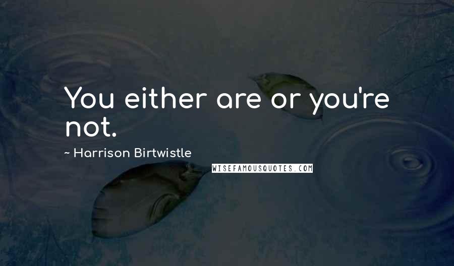 Harrison Birtwistle Quotes: You either are or you're not.